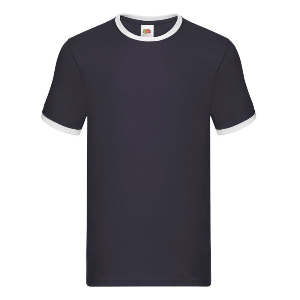 Fruit of the Loom Mens Ringer 160 T-Shirt / Navy/White